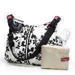 Bolso Maternal babymel Amanda flores blanco y negro