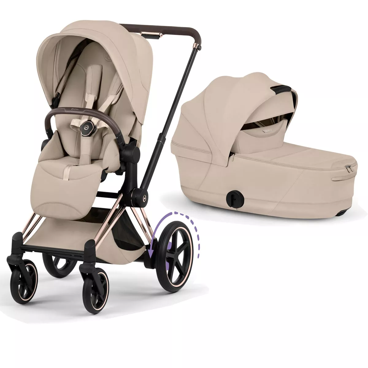 cochecito de bebé Cybex e Priam Style Cozy Beige chasis Rosegold