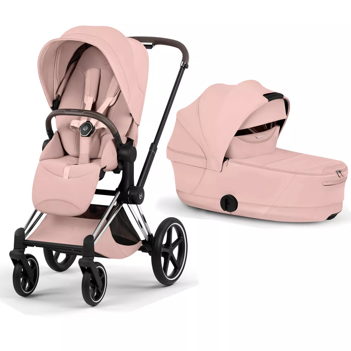 cochecito de bebé Cybex Priam Style Peach Pink chasis Chrome Brown
