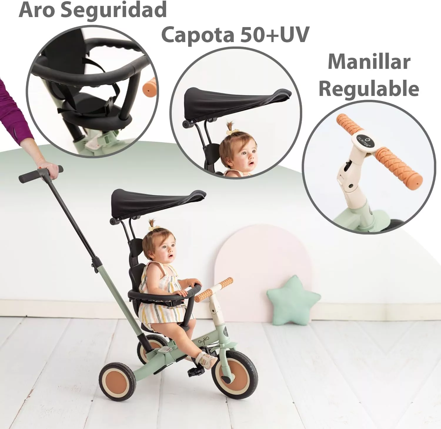 Triciclo Multifuncion Gyro plus green