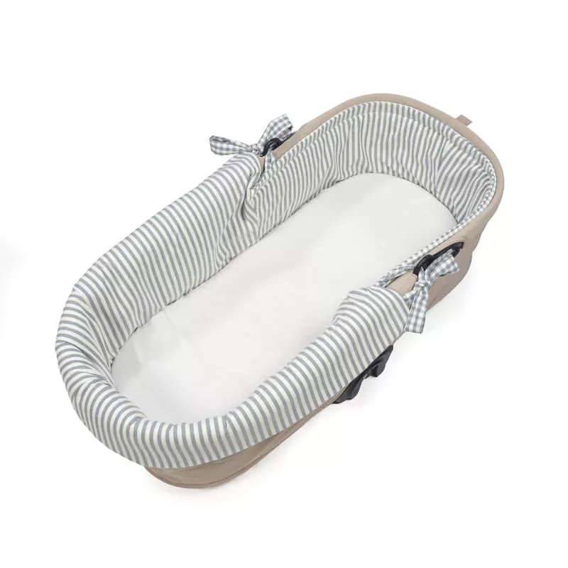 Cubre cuco con gomas - sabana ajustable Praline Vichy Matcha Walking Mum