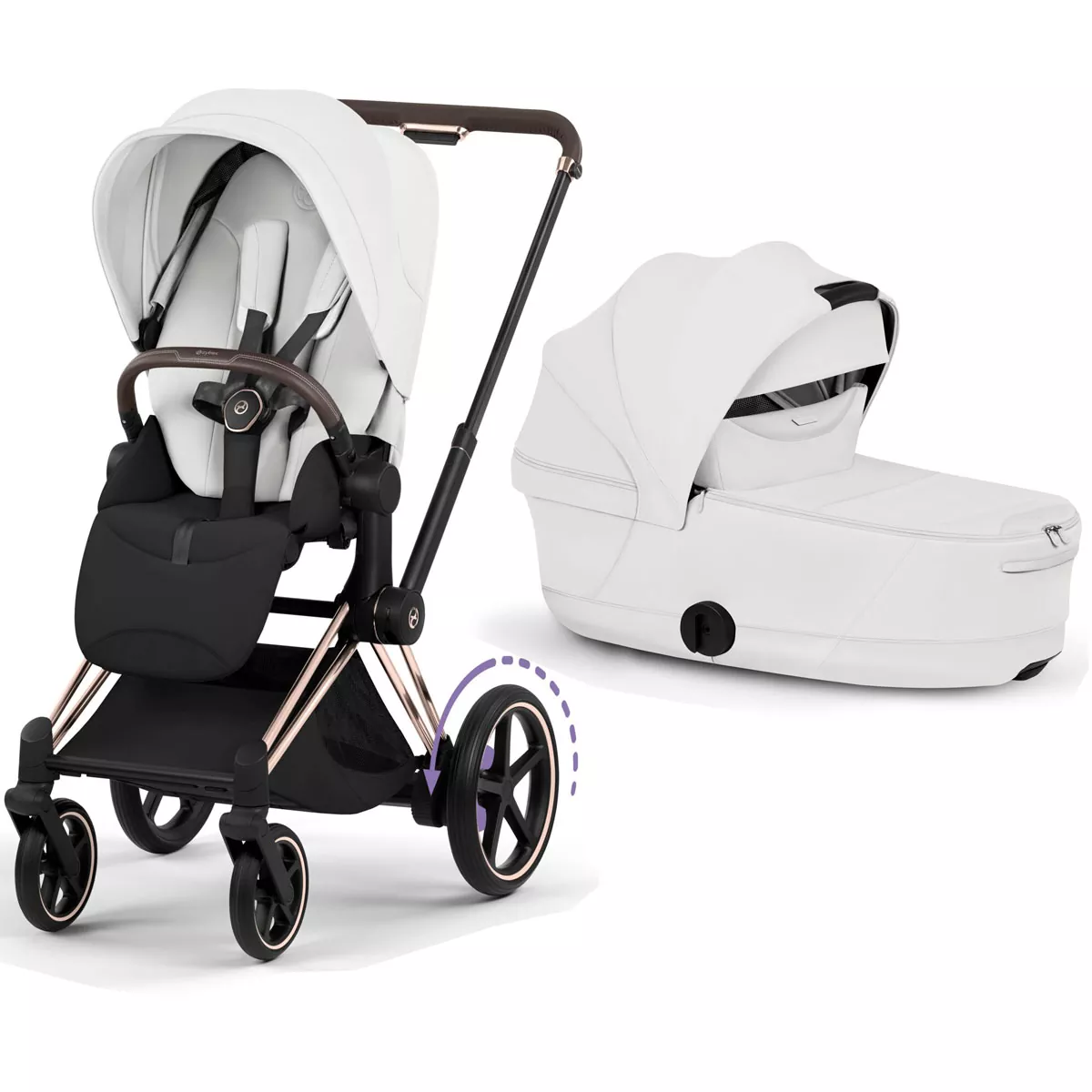 cochecito de bebé Cybex e Priam Style Off White chasis Rosegold