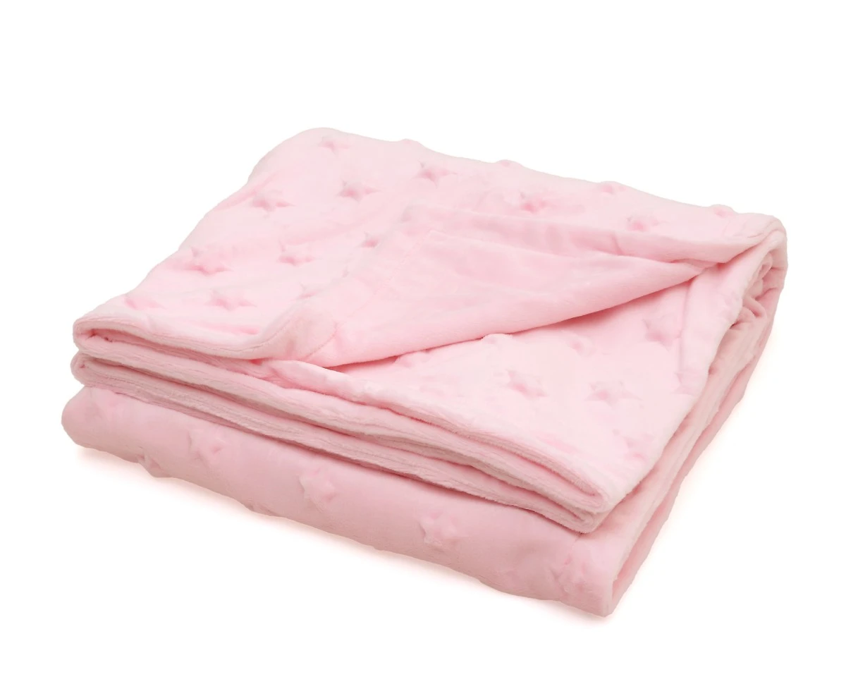 Manta para bebés con estrellas en relieve rosa palo