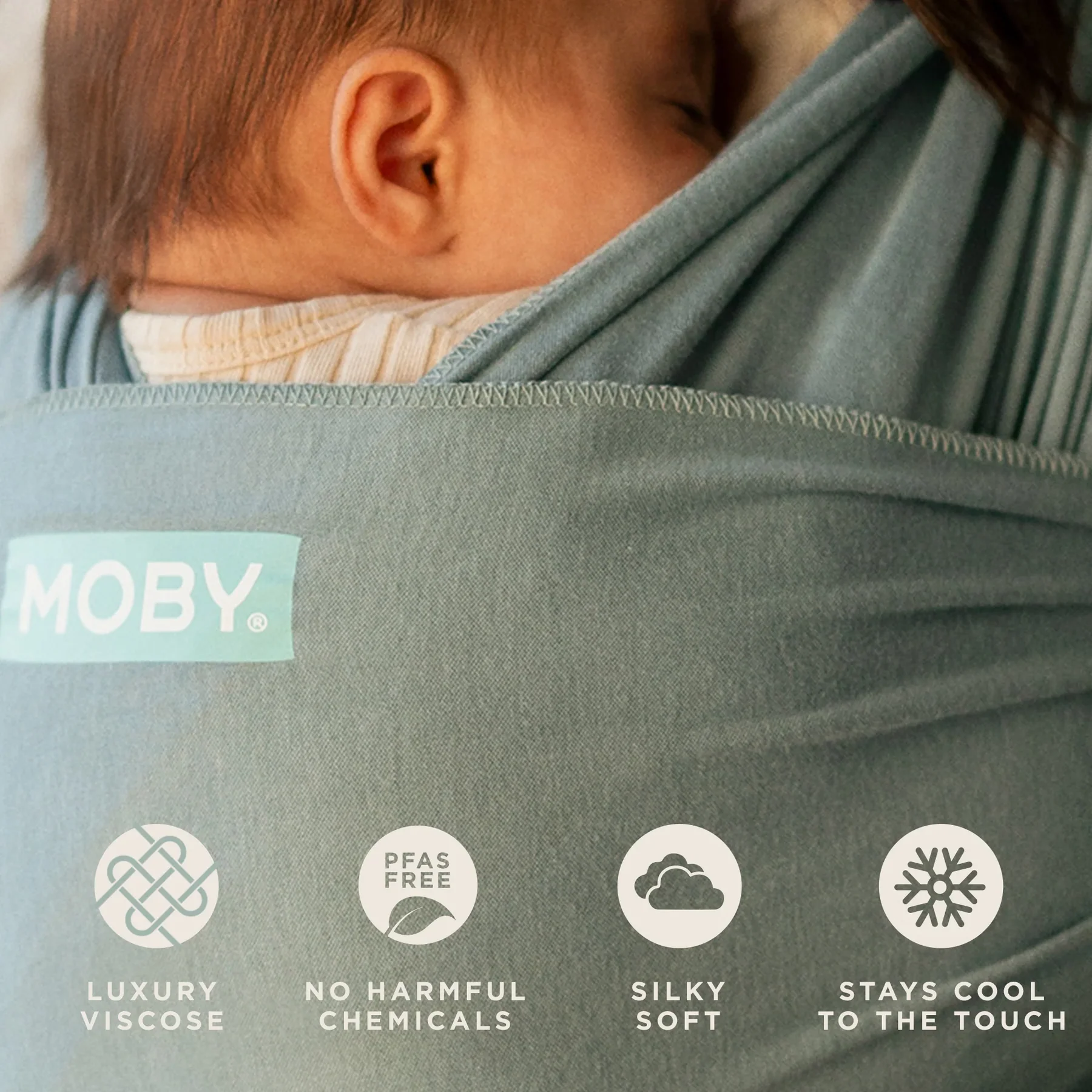 Fular Portabebés Moby Wrap Evolution sea glass (Bambú)