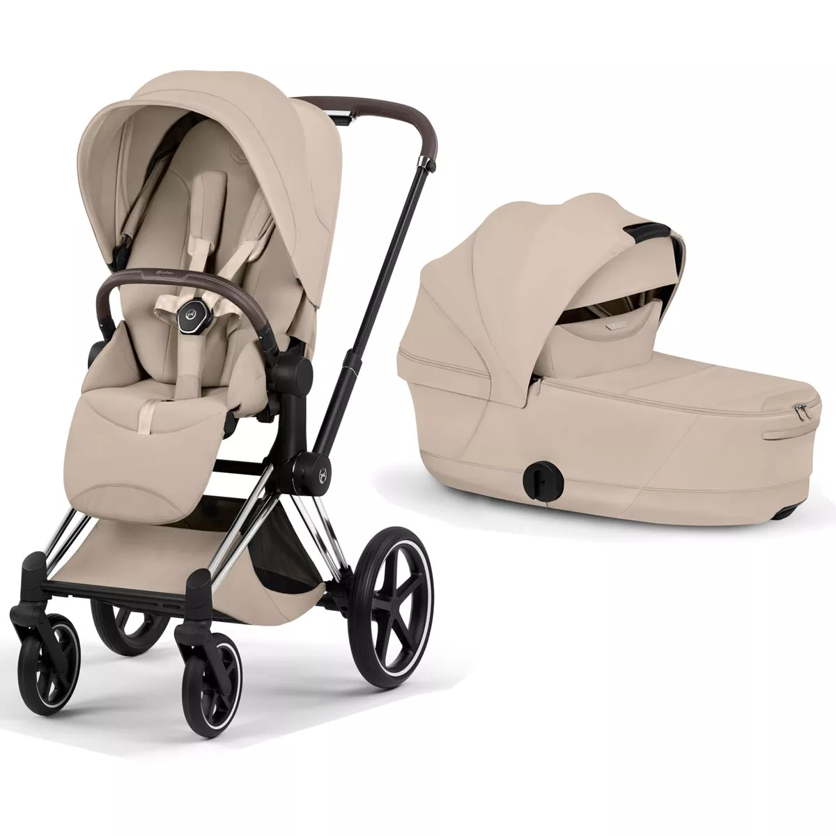 cochecito de bebé Cybex Priam Style Cozy Beige chasis Chrome Brown