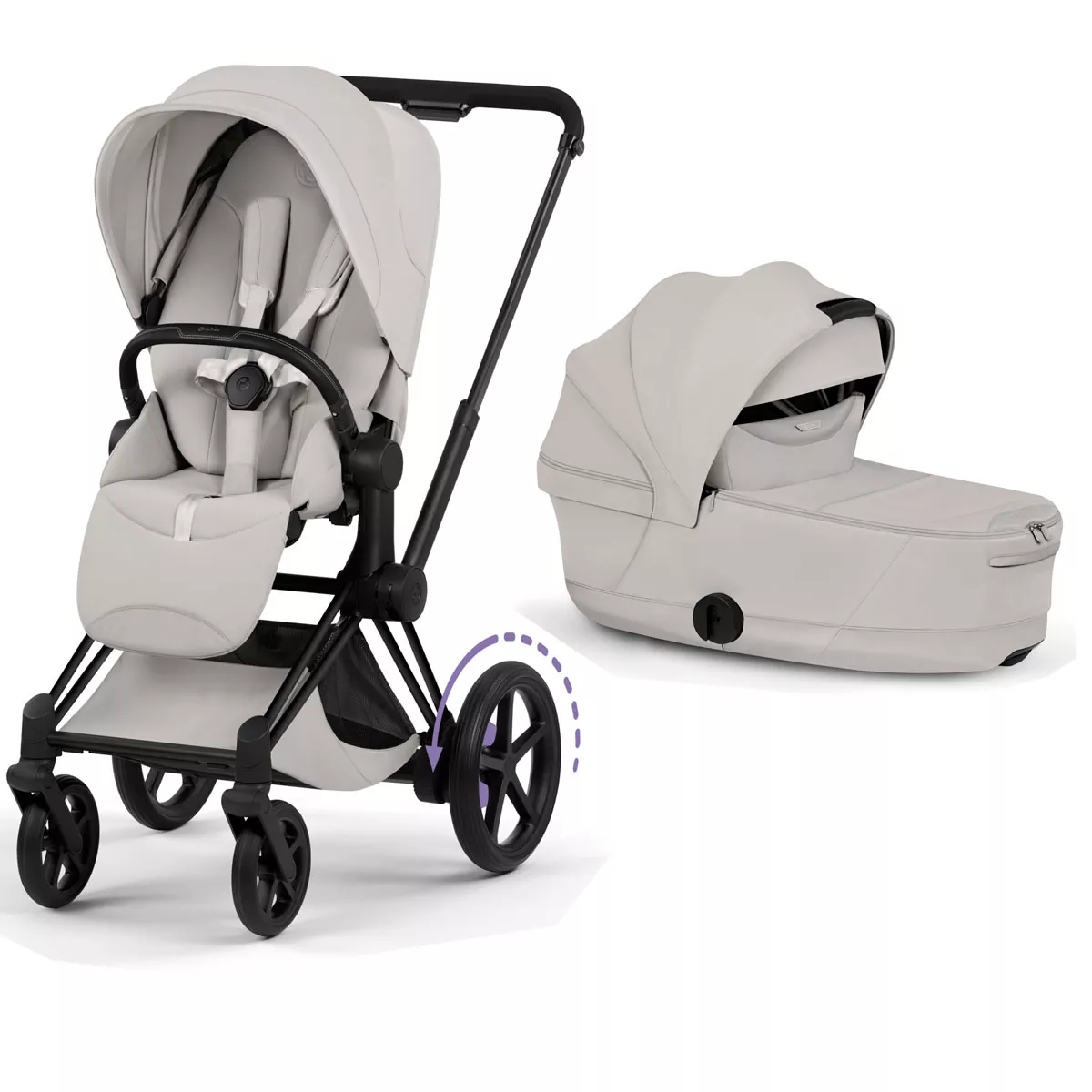 cochecito de bebé Cybex e Priam Style City Grey chasis Matt Black