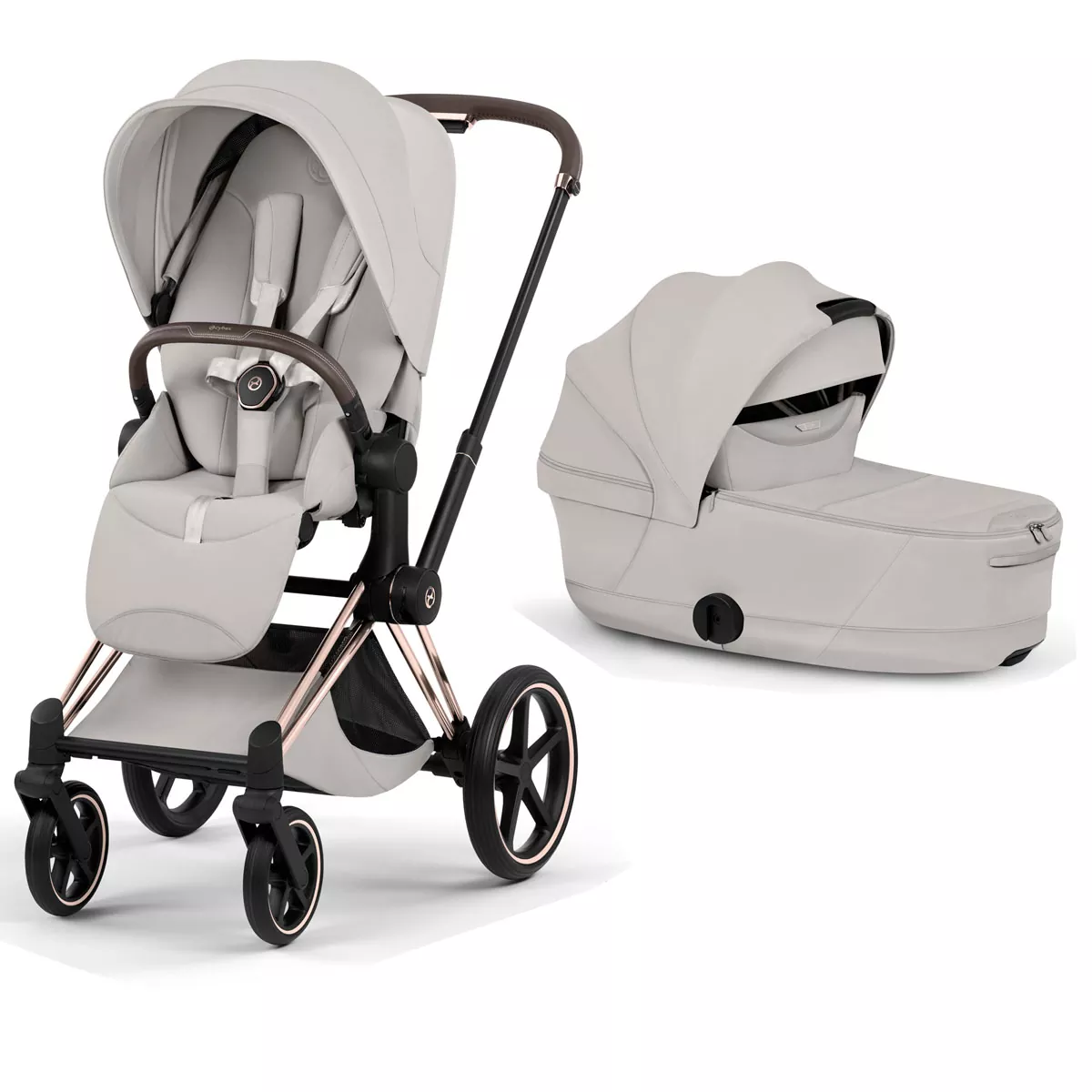cochecito de bebé Cybex Priam Style City Grey chasis Rosegold