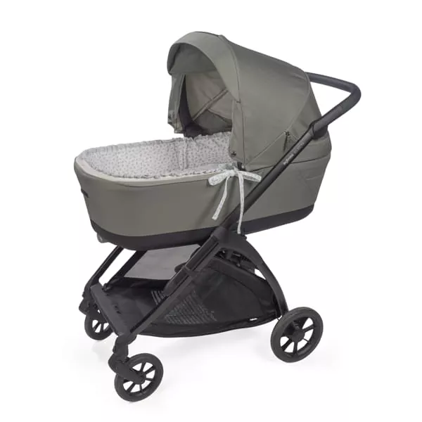 Cubre Cuco con Varillas- Sabana ajustable Little Bloom Flor Gris Pasito a Pasito