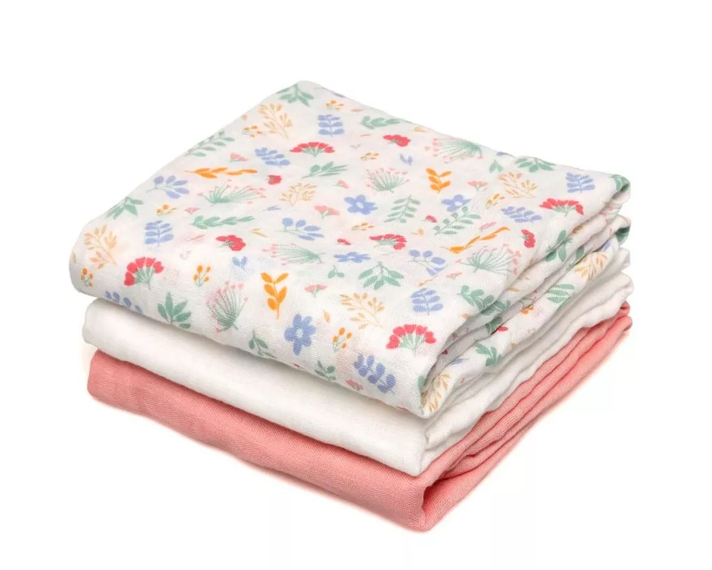 Set 3 Muselinas 70x70 cm Bambú Bebe Rosa