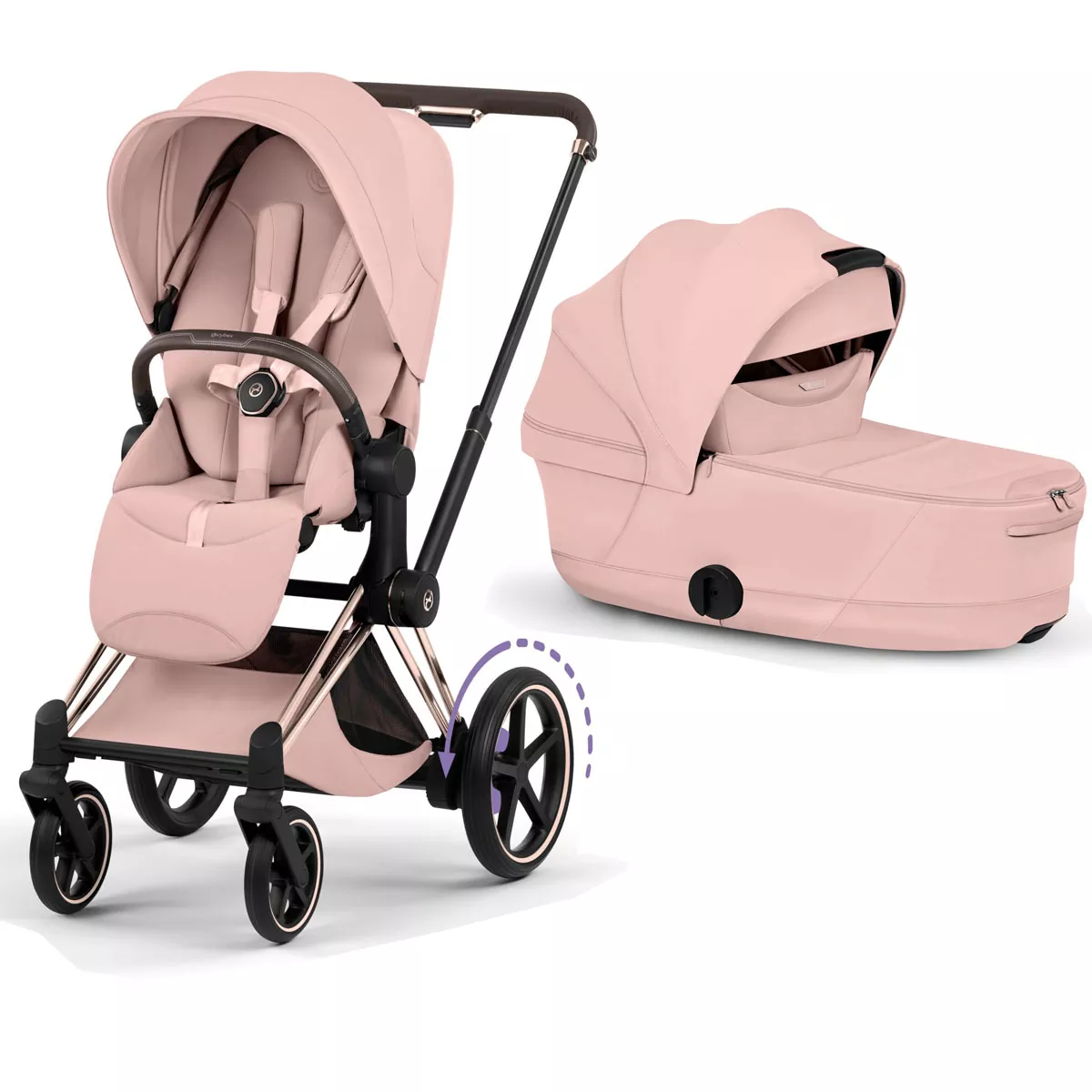 cochecito de bebé Cybex e Priam Style Peach Pink chasis Rosegold