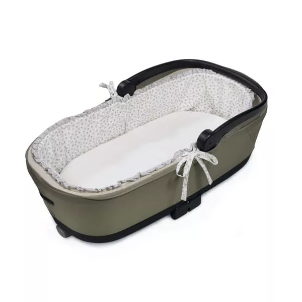 Cubre Cuco con Varillas- Sabana ajustable Little Bloom Flor Gris Pasito a Pasito