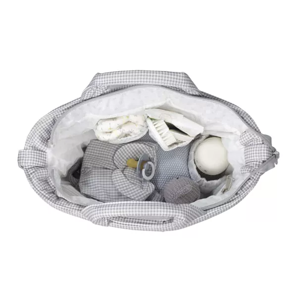 Bolsa canastilla Little Bloom Vichy Gris Pasito a Pasito