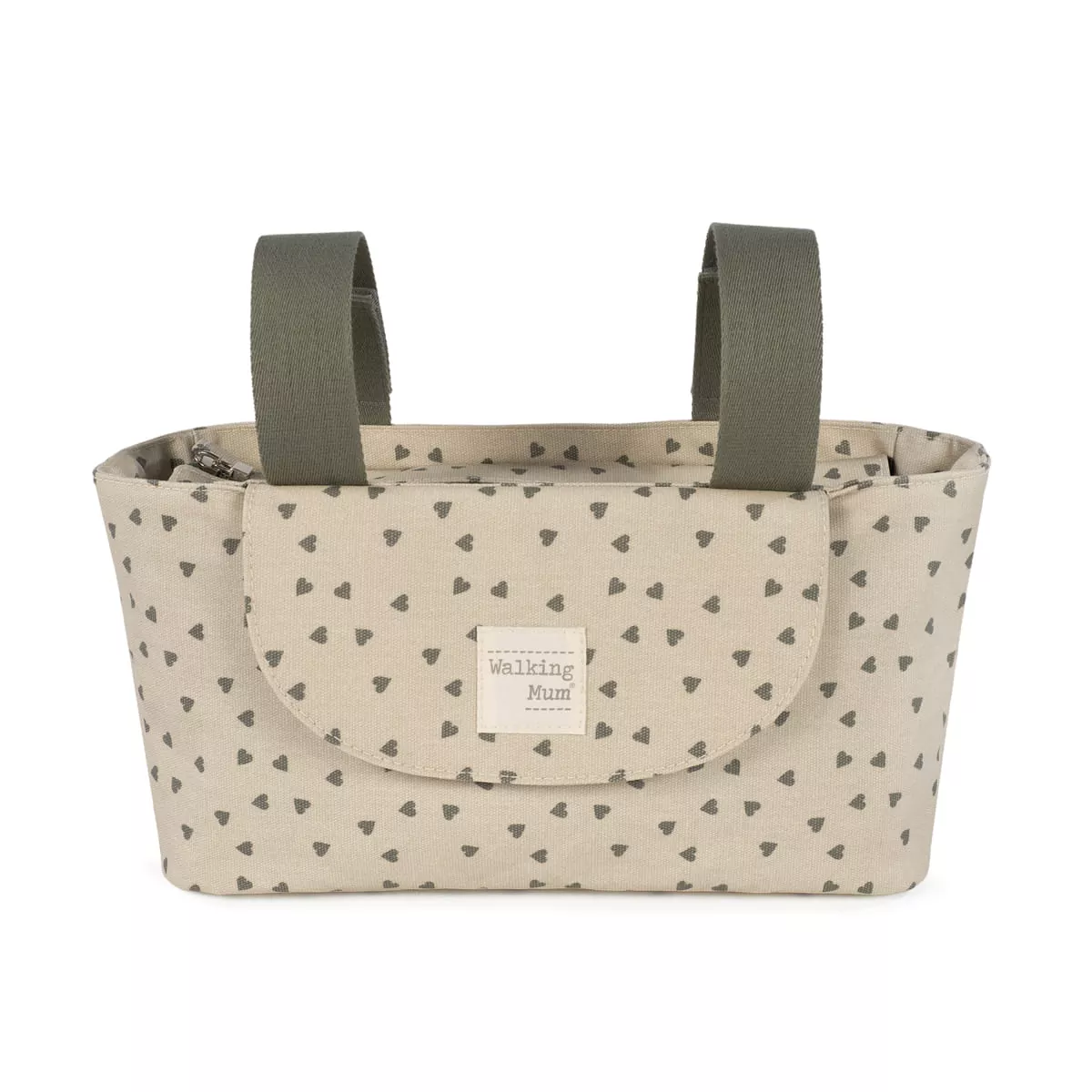 Bolso Organizador Corazones Poppy Musgo de Walking mum