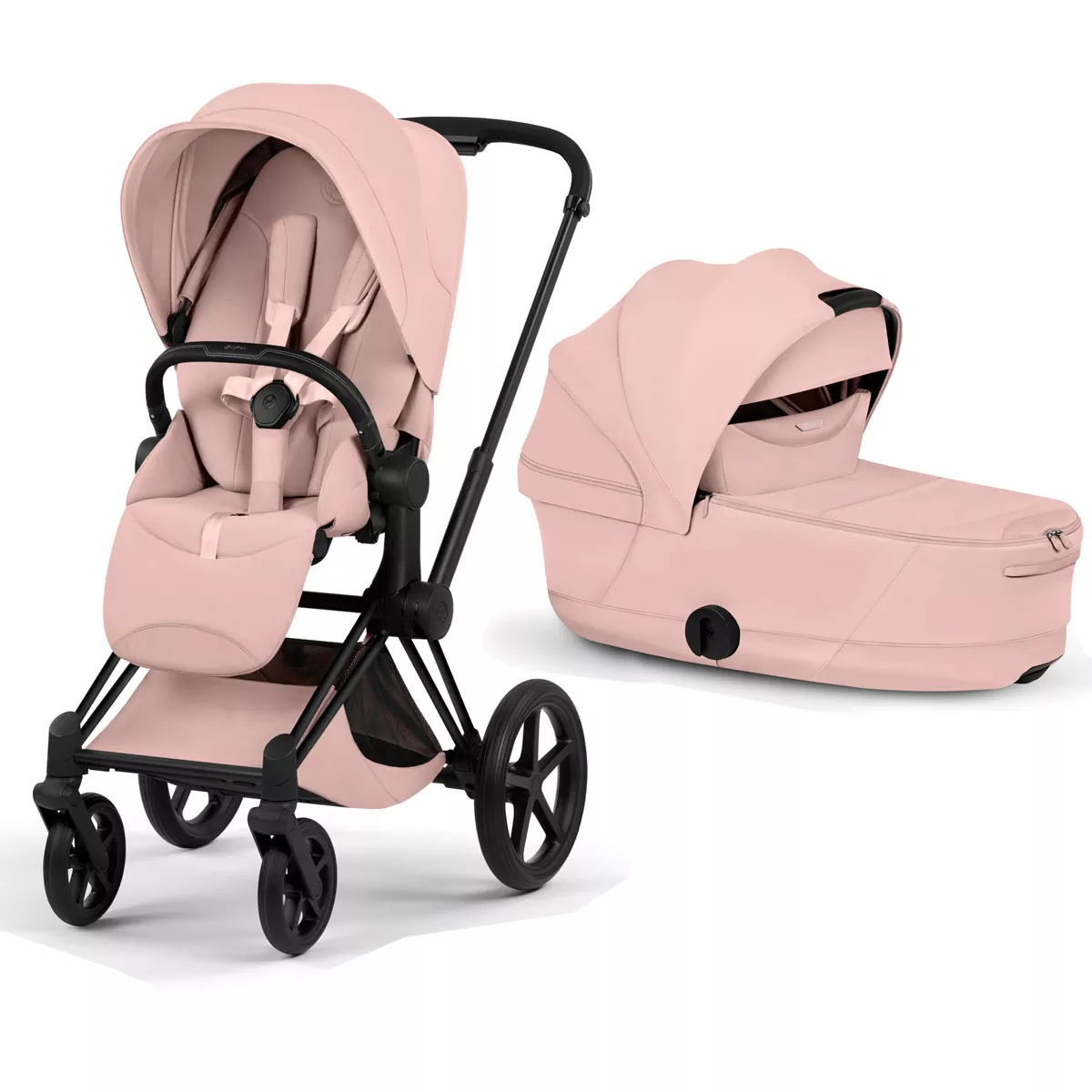 cochecito de bebé Cybex Priam Style Peach Pink chasis Matt Black