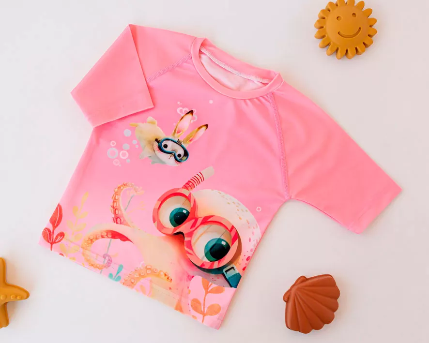 Camiseta de Baño con Proteccion Solar UPF50+ Rosa 12 meses Kiokids