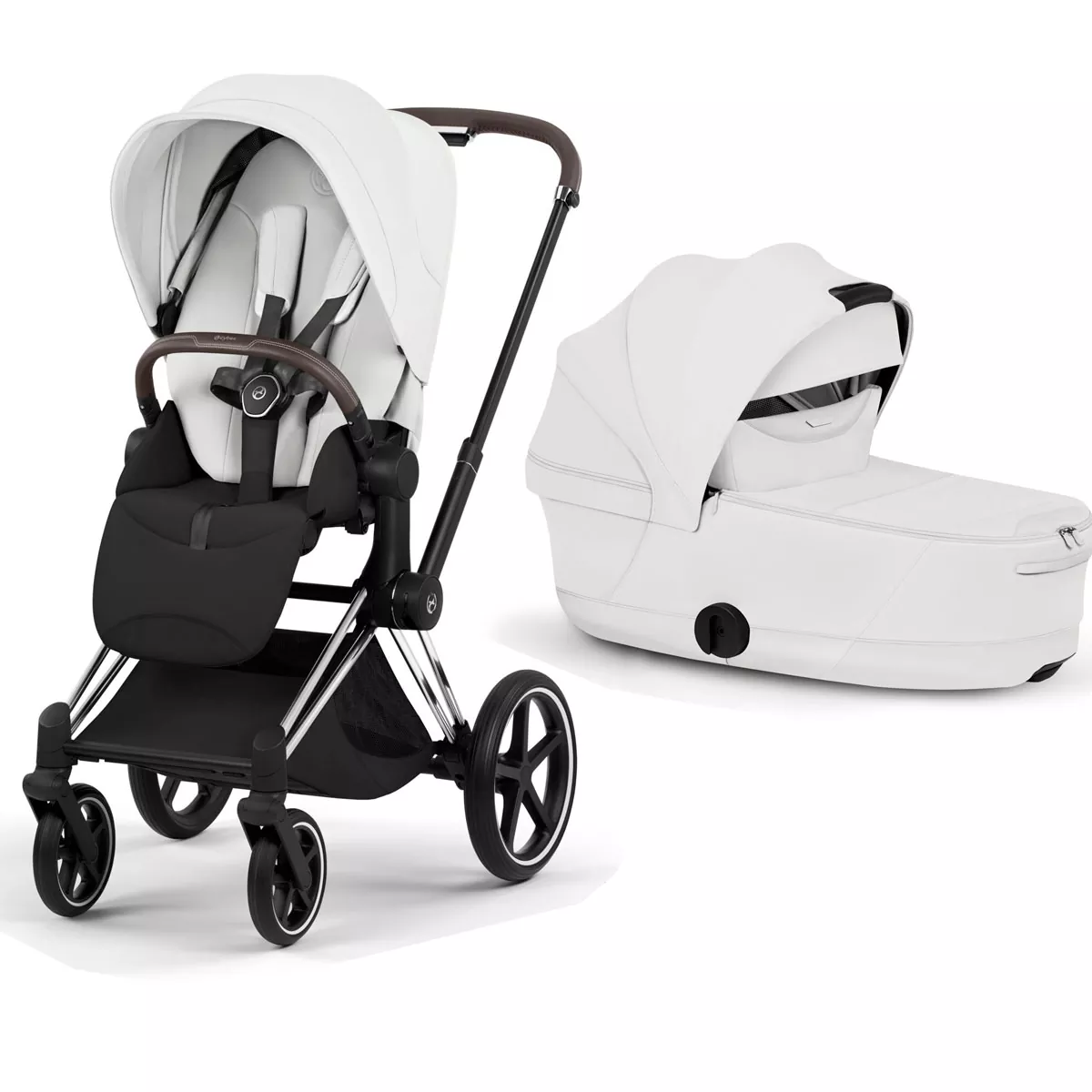 cochecito de bebé Cybex Priam Style Off White chasis Chrome Brown