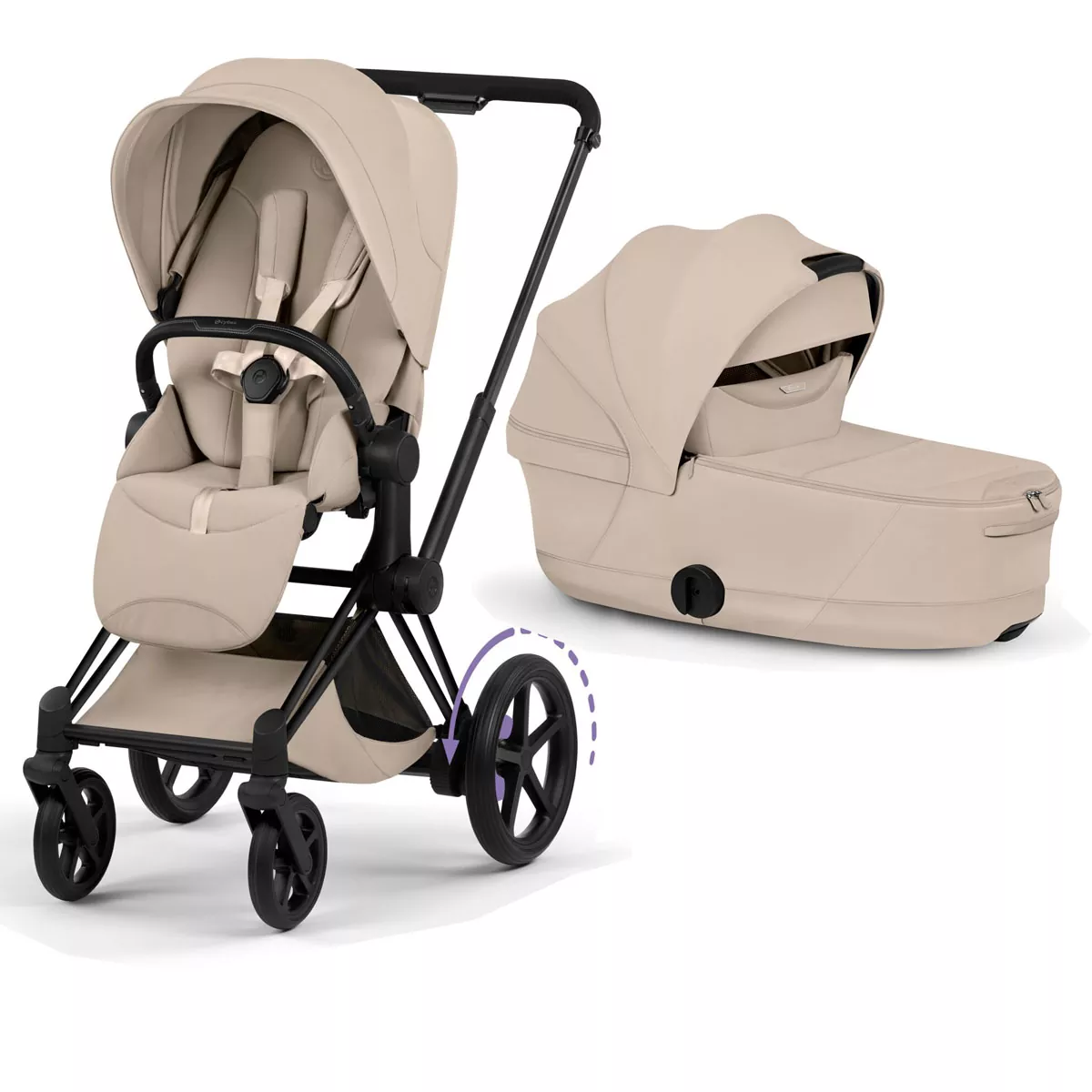 cochecito de bebé Cybex e Priam Style Cozy Beige chasis Matt Black
