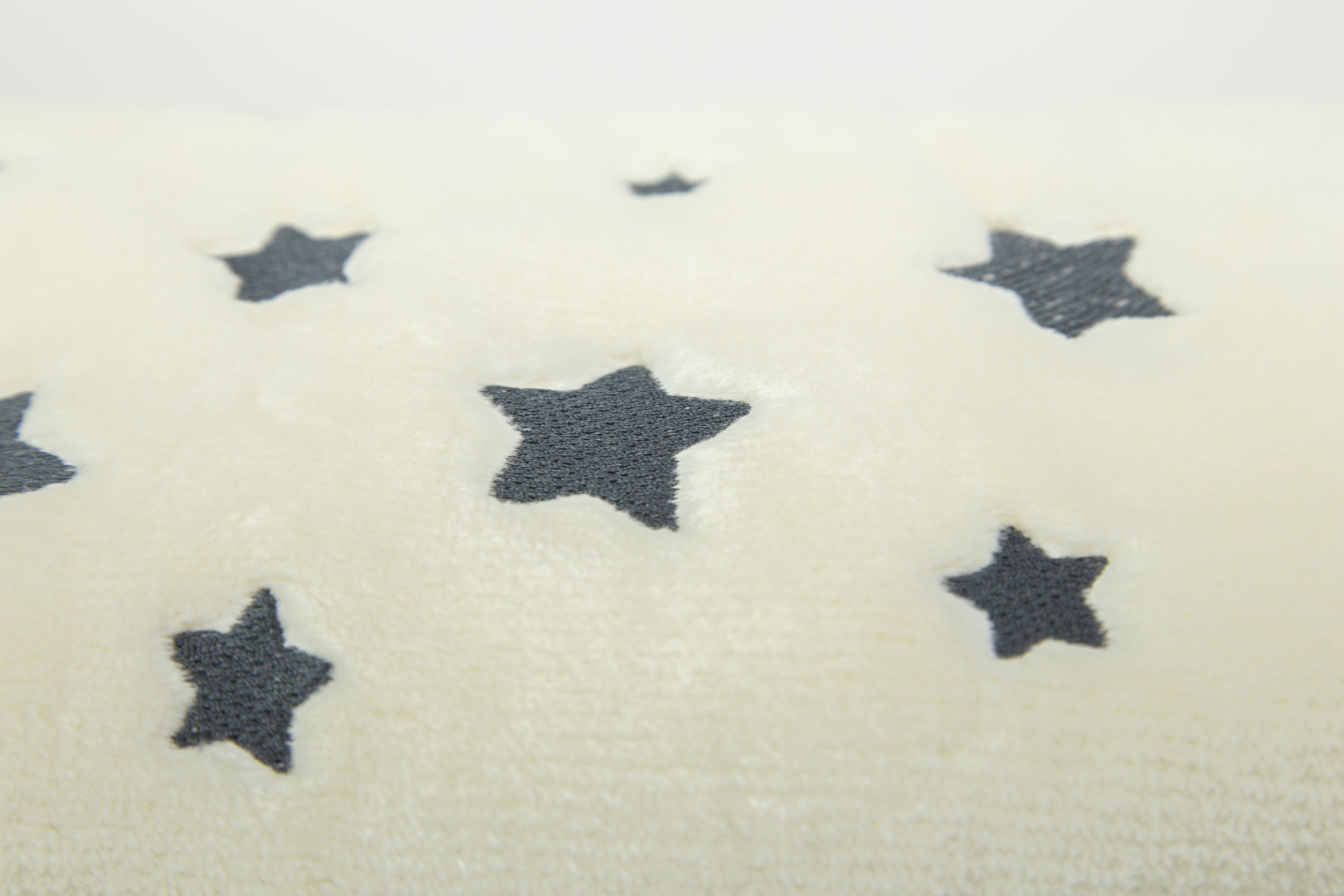 Manta Cuna 110x140 cm. Algodón Beige con Estrellas Bordadas