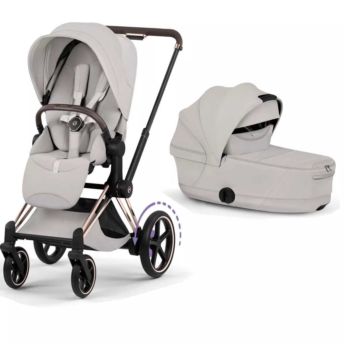 cochecito de bebé Cybex e Priam Style City Grey chasis Rosegold