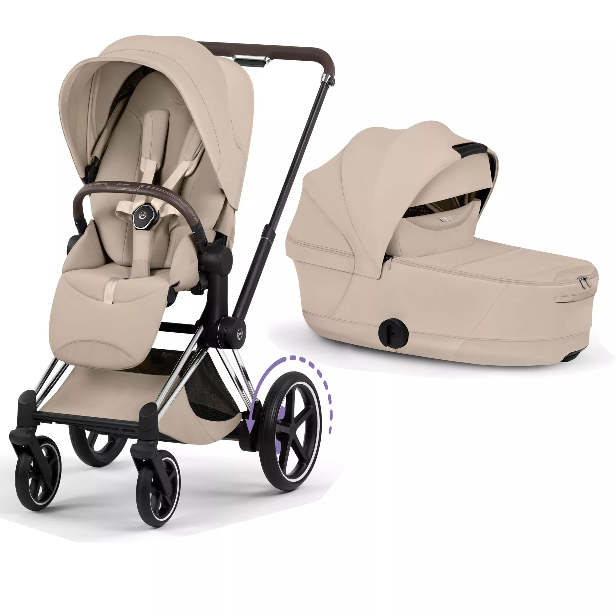 cochecito de bebé Cybex e Priam Style Cozy Beige chasis Chrome Brown