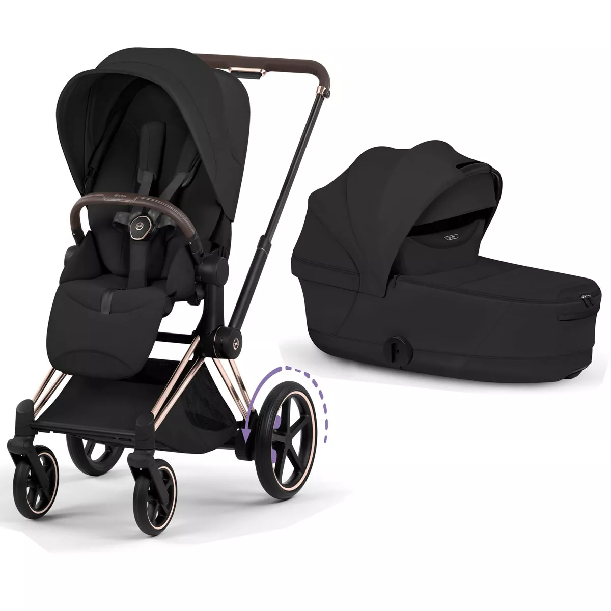 cochecito de bebé Cybex e Priam Style Sepia Black chasis Rosegold