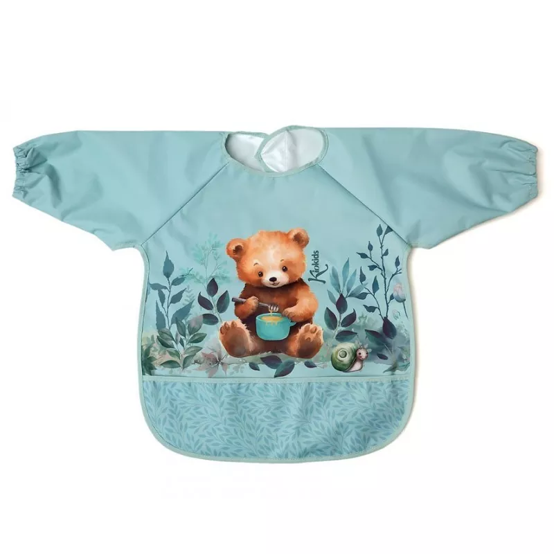 Babero Impermeable con Mangas Oso Sage