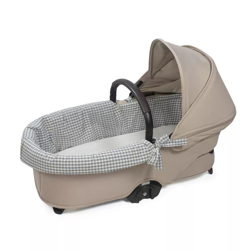 Cubre cuco con gomas - sabana ajustable Praline Vichy Matcha Walking Mum