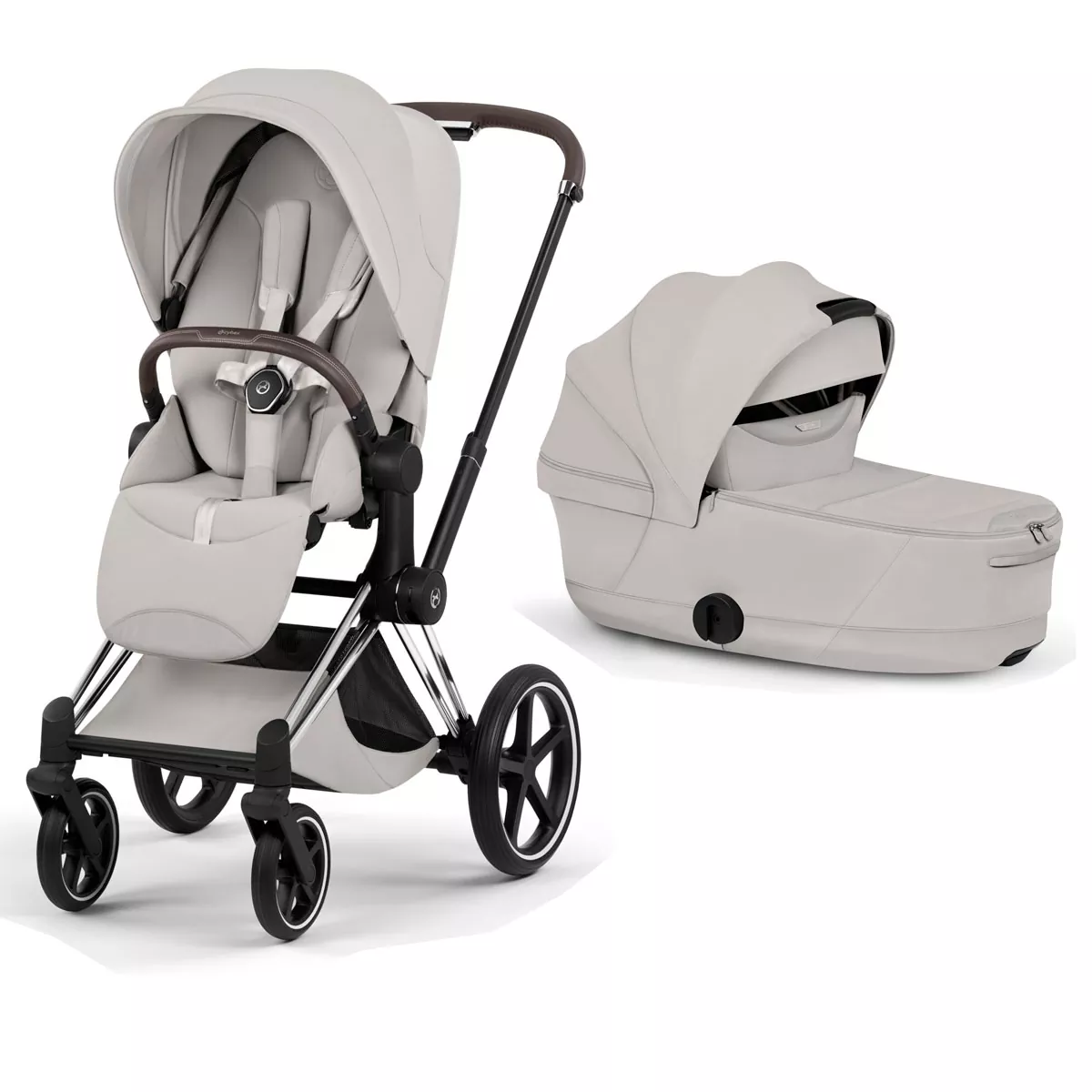 cochecito de bebé Cybex Priam Style City Grey chasis Chrome Brown